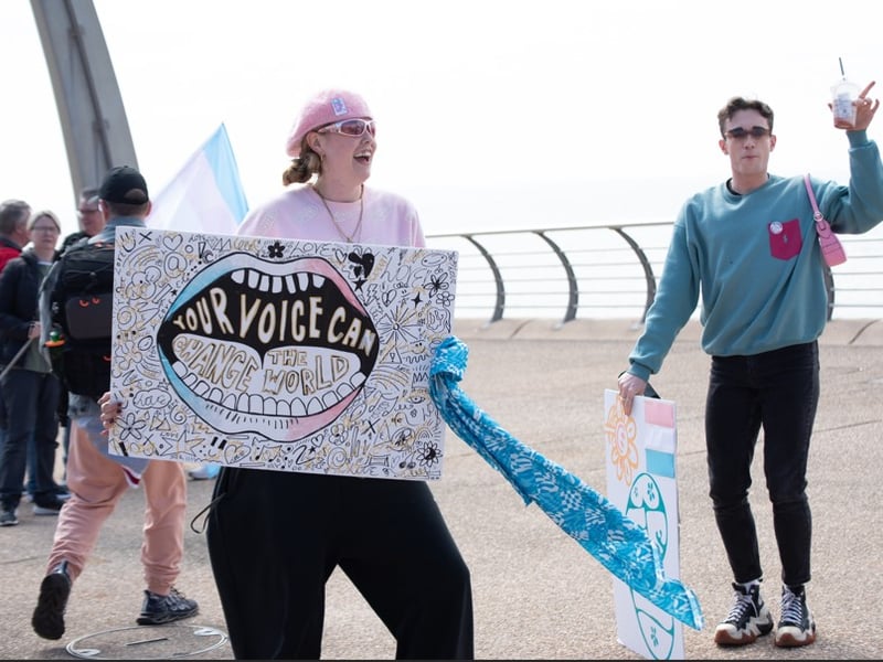 Blackpool's pro-trans rally on the comedy Carpet