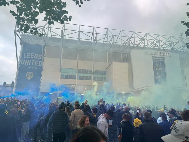 Spirits were high outside Elland Road.
