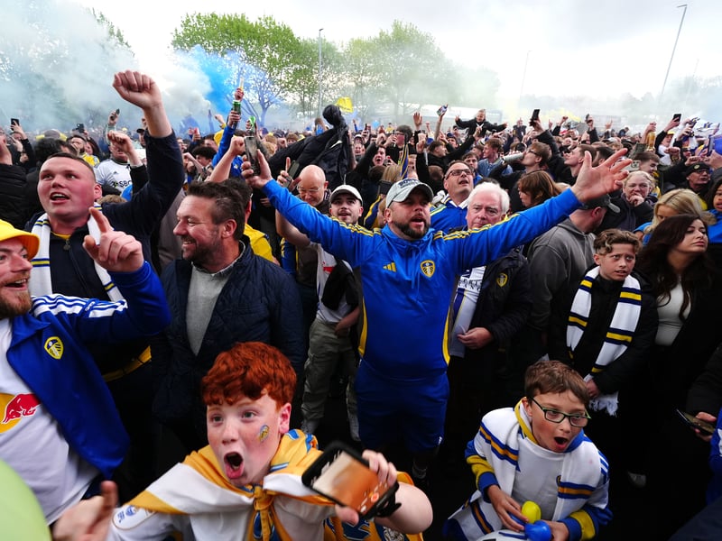 Leeds fans outside Elland Road on Easter Monday.