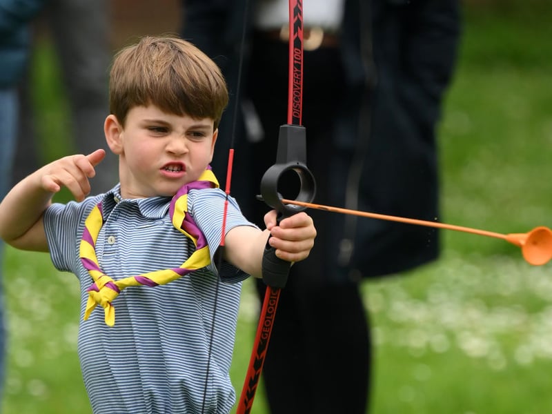 Prince Louis taking part in archery on May 8, 2023