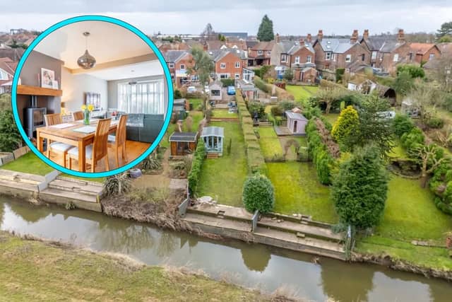 This three-bedroom terraced house in the sought-after York suburb of Huntington has an expansive garden which backs on to the River Foss.