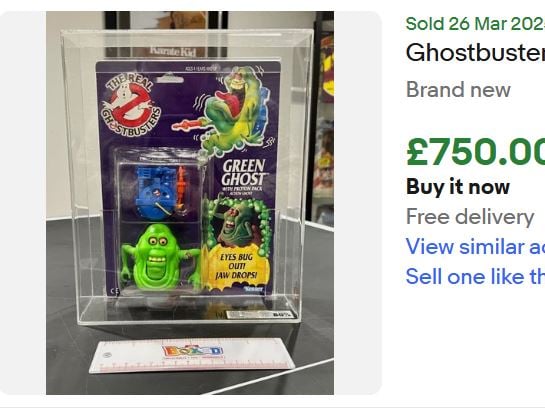 The original Ghostbusters was released in 1984 and became one of the decade's biggest hits, spawning a host of merchandise. This Green Ghost action figure sold in March 2025 for £750, while a set of four unopened action figures of the main characters together fetched £999 in February 2025. A model of the Fire Station Headquarters from the film, meanwhile, sold in March 2025 for £460.62.