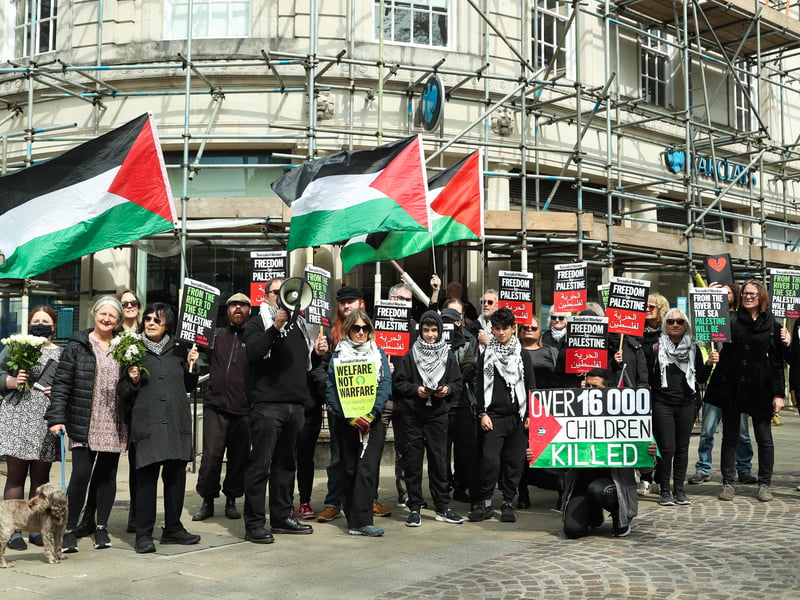 Protesters gather