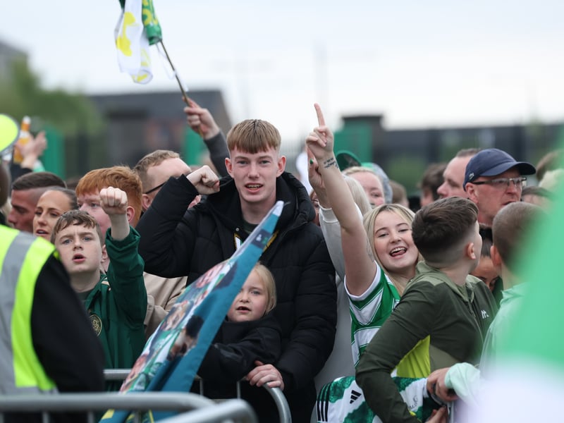 Celtic fans celebrate winning the title.