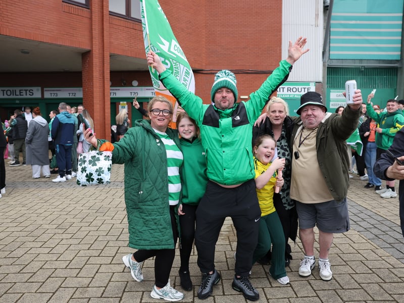Celtic fans after winning the Premiership title.