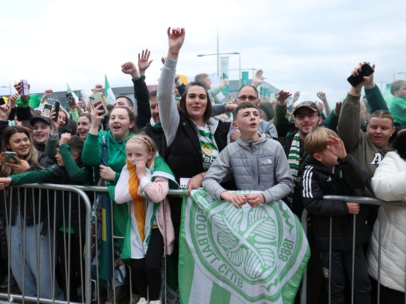 Celtic fans after winning the Premiership title at Celtic Park.