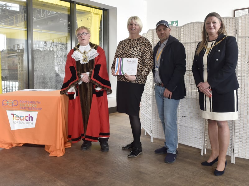Pictured is: School staff being presented with their certificates.
Picture: Sarah Standing (240425-2213)