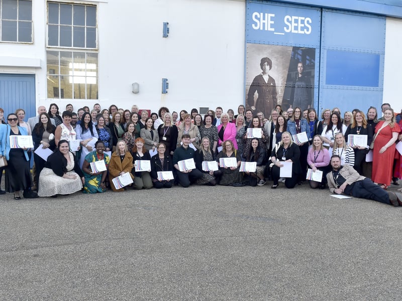 Pictured is: School staff who were presented their certificates.
Picture: Sarah Standing (240425-2246)
