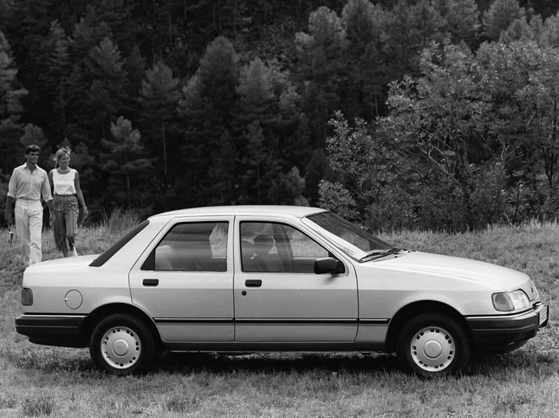 The Ford Sierra's distinctive stylings, which were a break from its predecessors' sharp edges,  earned it the unflattering nickname 'jellymould'. But Ford claimed the aerodynamic design boosted the car's fuel efficiency, and it became a popular choice - especially among travelling salesmen and women - before being replaced by the Mondeo in 1993.