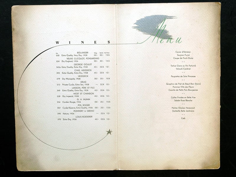 The menu from when the Queens Hotel opened in 1937.