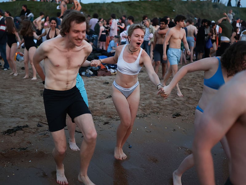 Preparing to take to the icy waters.