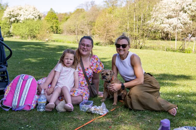 Visitors Carole Lennon, right, with her daughter and grand-daughter Jess Lennon and Annie in Golden Acre Park.