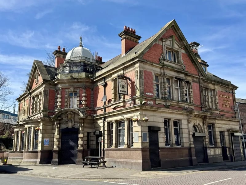 The Seaforth Arms Hotel is a Grade II listed, three storey Edwardian public house, dating from the early 20th century, featuring an impressive Baroque-style façade with sandstone and Accrington brick detailing. It is on the market for £250,000.