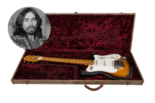 This electric guitar was one of the first proper electric guitars owned by The Beatles' George Harrison, purchased in 1959, and played a role in the band's early sound. It sold for Sold for $1.27 million in 2024 at Julien's Auctions.