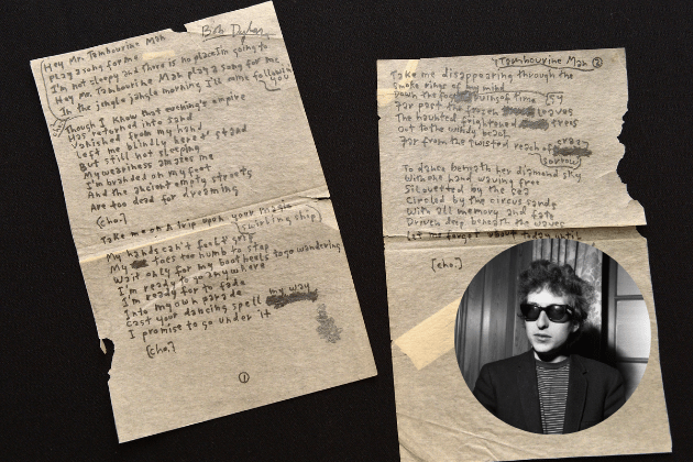 Sold for $2 million in 2014 at Sotheby's, the four sheets of hotel stationery contained Bob Dylan's original handwritten lyrics for his ground-breaking 1965 song Like a Rolling Stone.
