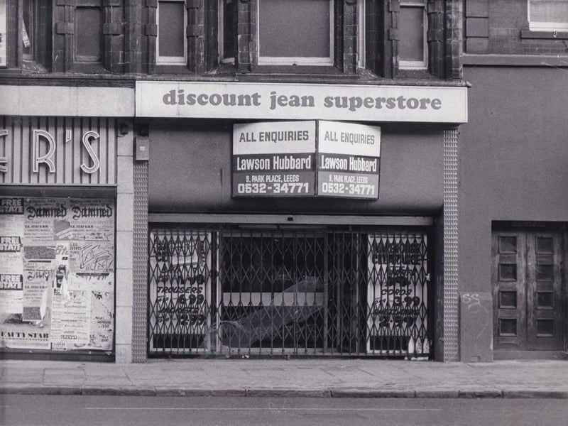 Closed... The discount jean superstore pictured in January 1984.