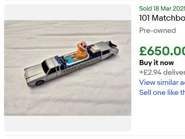 This 101 Matchbox Connectables Crazy Limo's Inc car was sold for £650 on eBay in March 2025