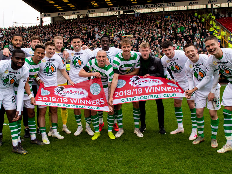 Neil Lennon's last title win as Celtic manager saw the club clinch the league at Pittodrie, finishing nine points ahead of Rangers. The club's 130th season of competitive football, Lennon would replace Brendan Rodgers in the February of that season, and helped lead the Hoops to a domestic treble.