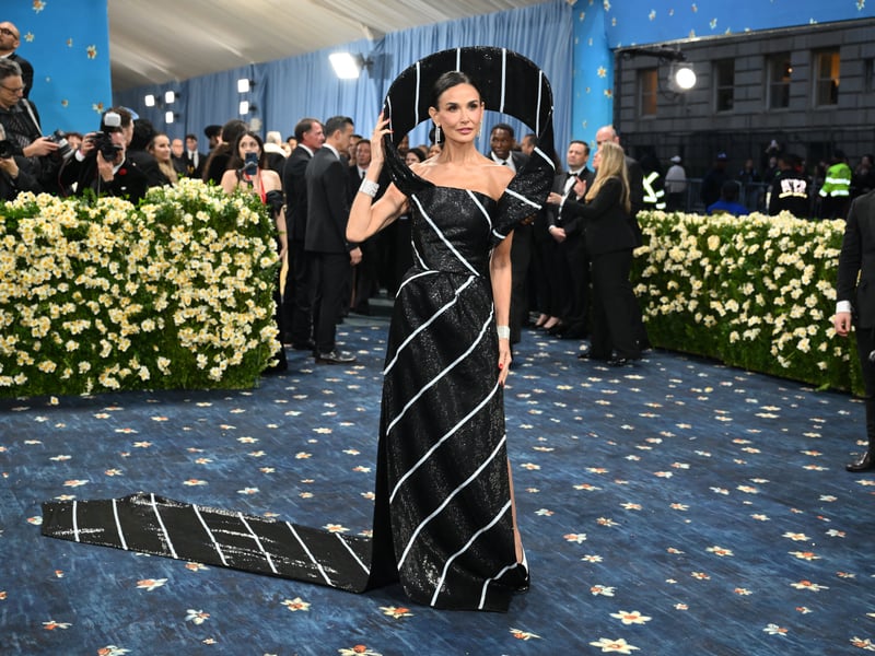 US actress Demi Moore dresses as a tie for the 2025 Met Gala.