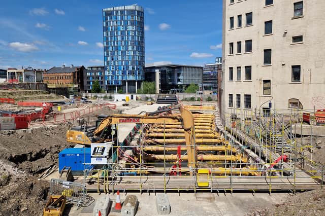 PIcture shows the uncovered river at the site of what will be the Castlegate development, where work is ongoing. Photo: David Kessen, National World