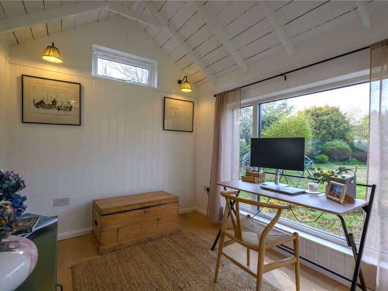 The garden room is an ideal spot, outside of the house, for working from home.