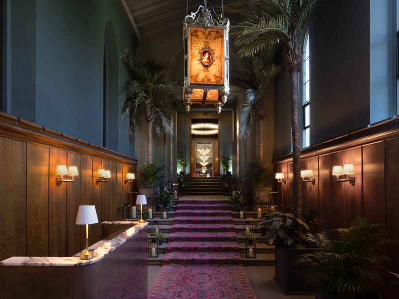 On arrival, guests enter a palm-canopied parlour and a newly reimagined reception space.