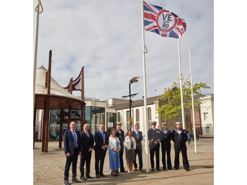 Fareham Borough Council has marked the 80th anniversary of VE Day by flying a bespoke VE Day flag in West Street, Fareham.