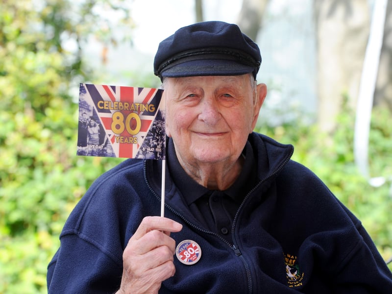 Admiral Jellicoe House in Southsea, run by Royal Naval Benevolent Trust, has held a VE Day celebration.

Pictured is: Fred Flood (95) was 15 when the VE Day took place.

Picture: Sarah Standing (080525-6294)