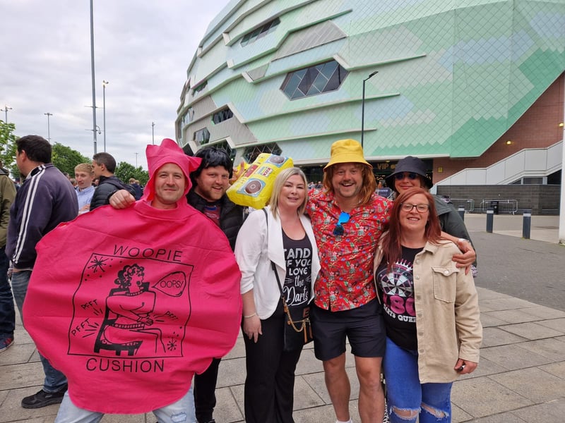 Fans gathered outside the arena