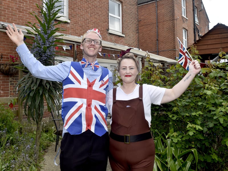 St Ronans Care Home in Southsea, held a VE Day celebration.

Pictured is: Tom Loveday and Victoria Hutchings

Picture: Sarah Standing (080525-3033)