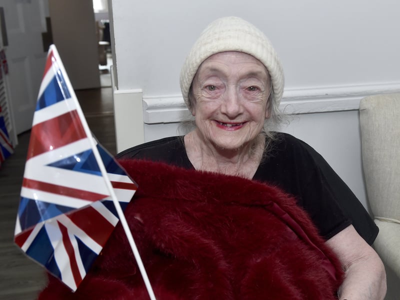 St Ronans Care Home in Southsea, held a VE Day celebration.

Pictured is: Diana King (83)

Picture: Sarah Standing (080525-3033)