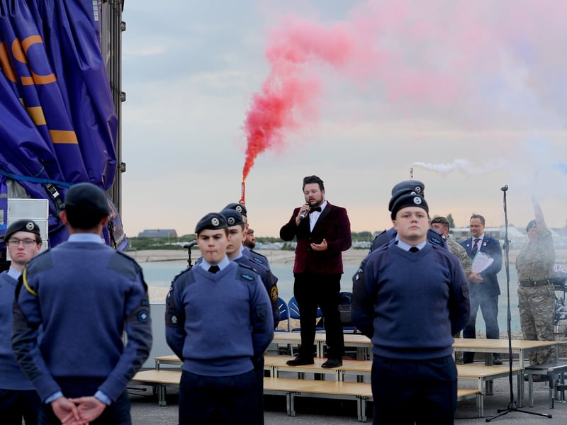 VE Day 80th anniversary commemorations took place at The Ferryboat Inn, Hayling Island. 

Pictured: Keegan performing 'Bring him Home'

Picture: Sarah Standing (080525-6361) 