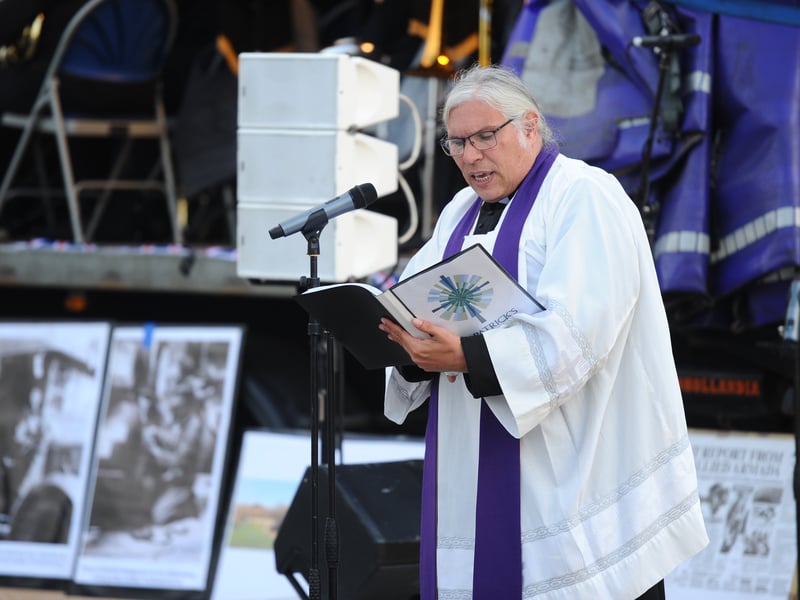 VE Day 80th anniversary commemorations took place at The Ferryboat Inn, Hayling Island. 

Pictured: Father Mark 

Picture: Sarah Standing (080525-6361) 
