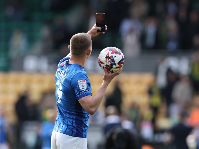 Colby Bishop celebrates his Norwich City hat-trick