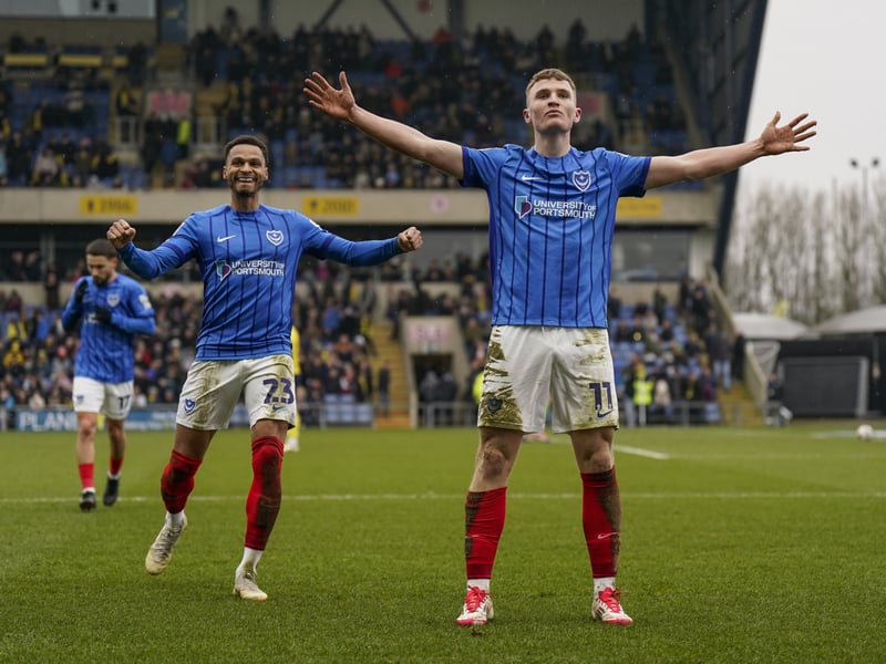 Mark O'Mahony celebrates his goal against Oxford United in February
