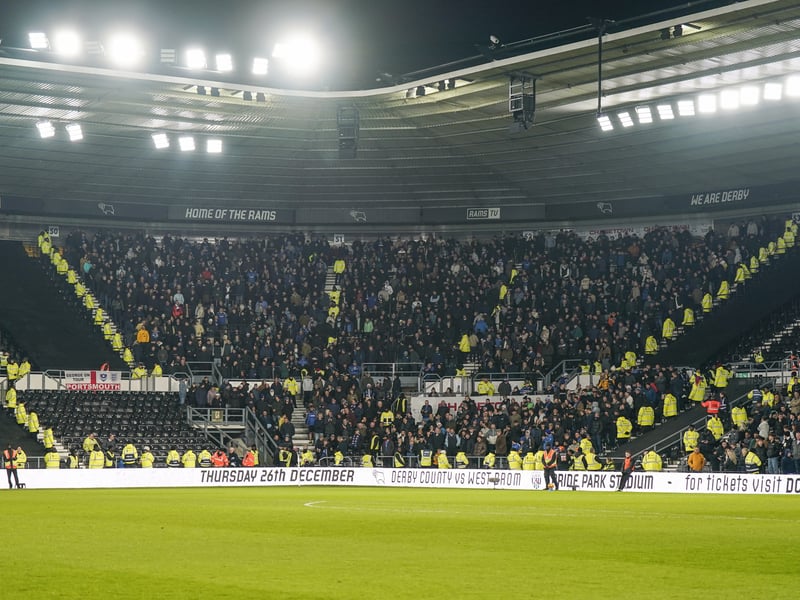 1,708 Pompey fans made the trip to Derby on a Friday night in December.