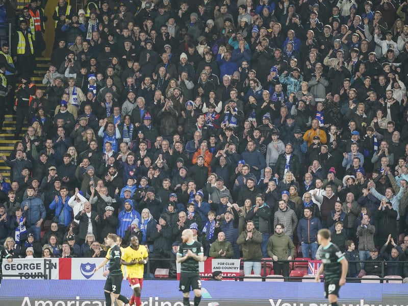 2,034 Pompey fans travelled to Watford on Boxing Day.
