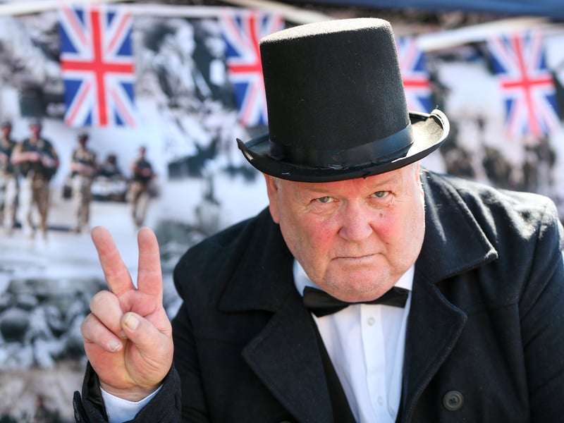 People were dressed in their best period cosutmes for the Havant VE Day activities in the town centre.

Pictured: Tom Raistrick is Sir Winston Churchill

Picture: Chris Moorhouse (100525-01)