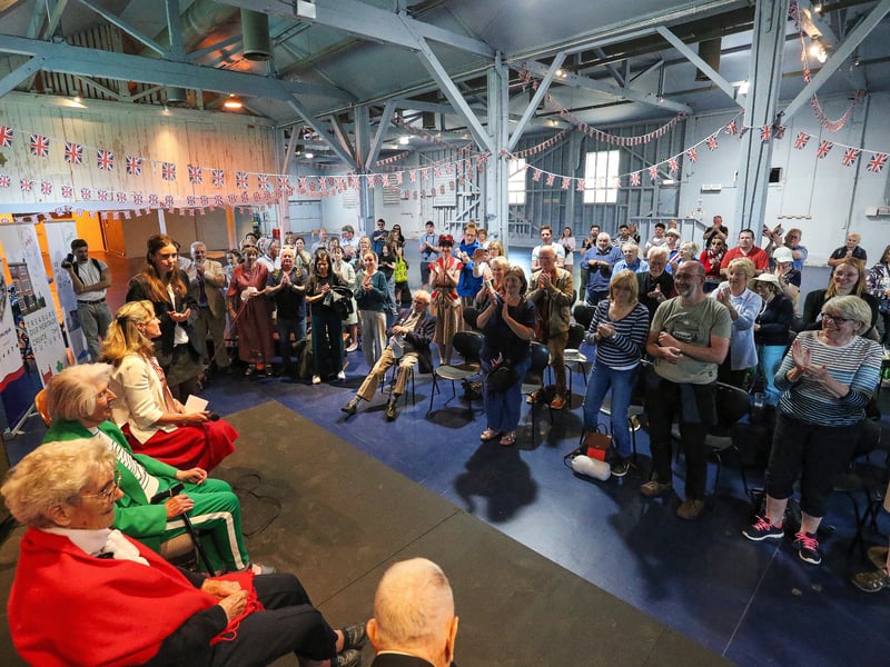 There was a standing ovation at a VE day event at the Portsmouth Historic Dockyard where veterans were interviewed about their wartime memories. 

Picture: Chris Moorhouse (100525-33)