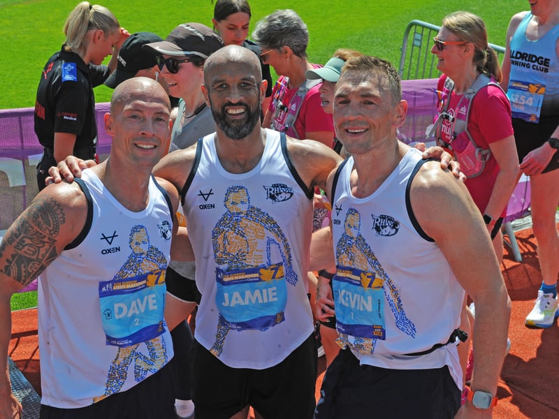 David Slater, Jamie Jones Buchanan and Kevin Sinfield were all smiles at the end of the event.