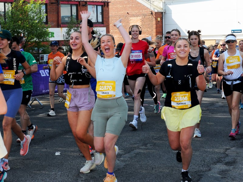 There were celebrations as runners passed the crowds.