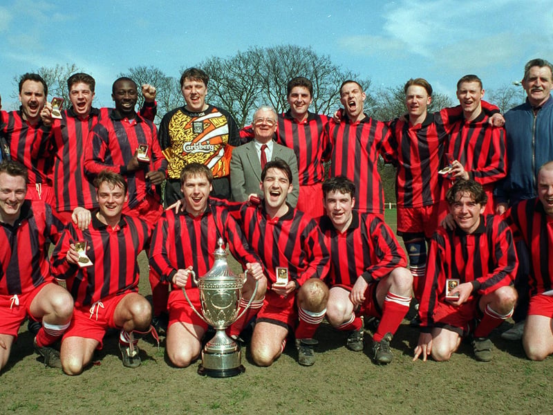 The victorious St. Nicholas pictured in March 1997 after winning the Leeds Sunday League Cup Final.