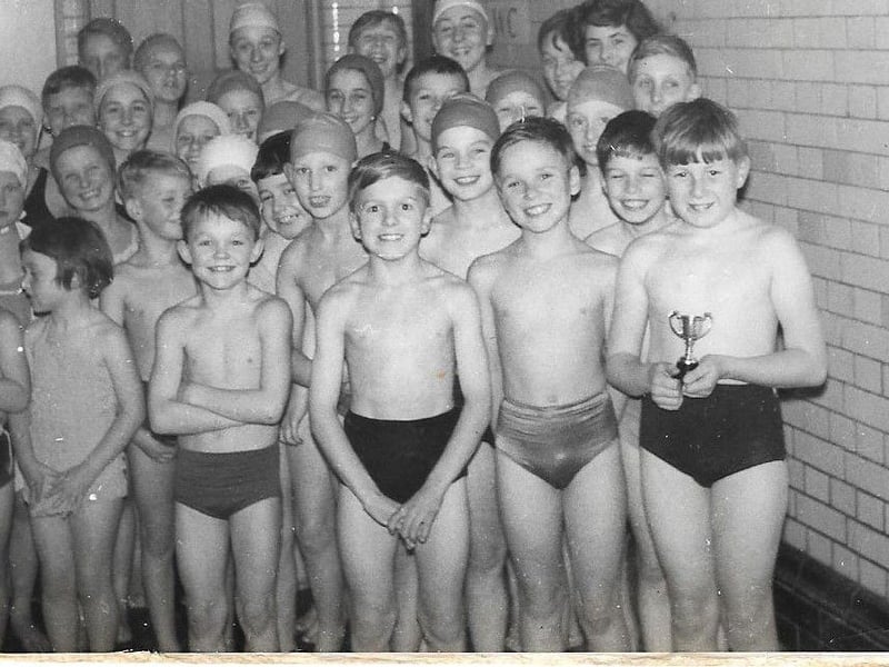 A group of young swimmers, part of the York Road Swimming Club Pictured in 1958.