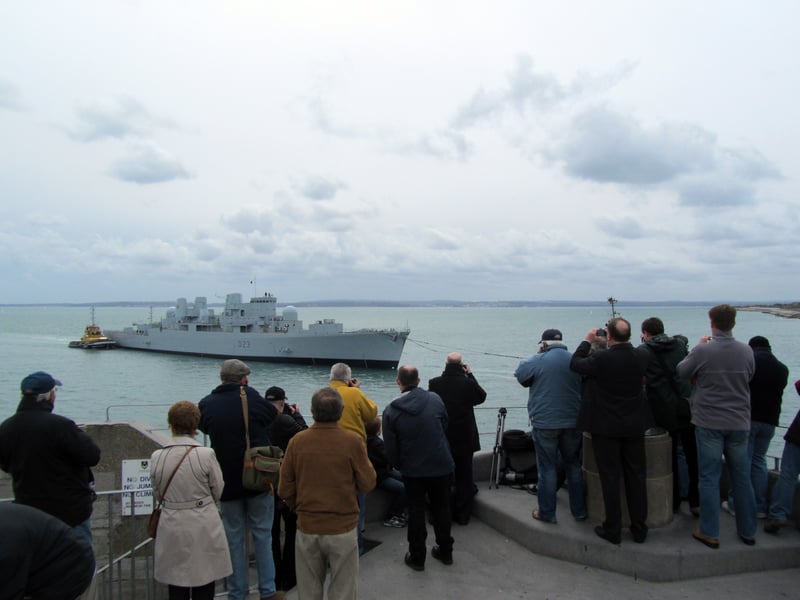 HMS Bristol returning to Portsmouth following a £4m refit made on Tyneside.