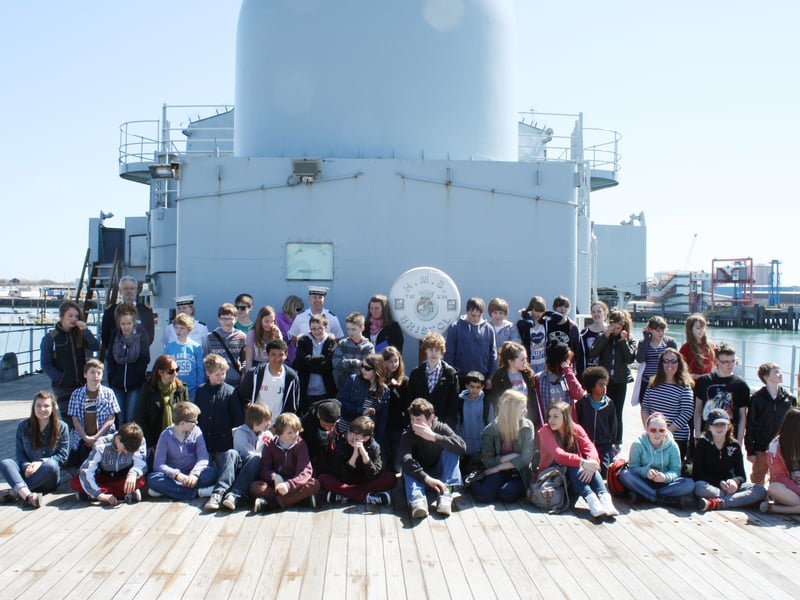 Young people from Gosport and Fareham aboard HMS Bristol.