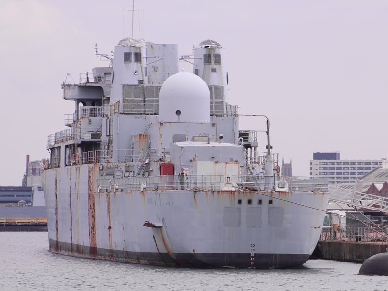 HMS Bristol alongside Portsmouth in 2024.