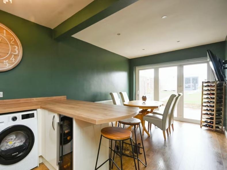 The kitchen/dining room, leading out into the garden, gets plenty of natural light