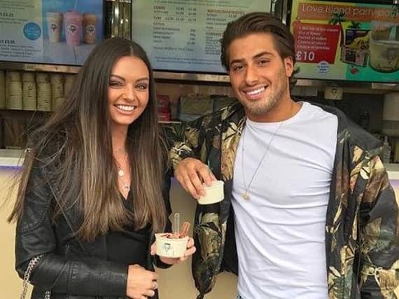 Love Island's Kendall Rae Knight and Kem Cetinay at Blackpool's Notarianni's ice cream parlour
