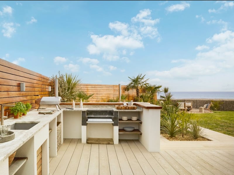 You can cook up a treat outdoors in the garden kitchen of the £4m beachside villa, which is up for grabs in the latest Omaze prize draw