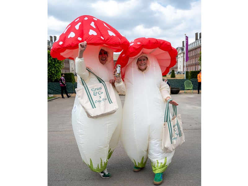 A couple of visitors to the Chelsea Flower Show dressed up for the occasion.